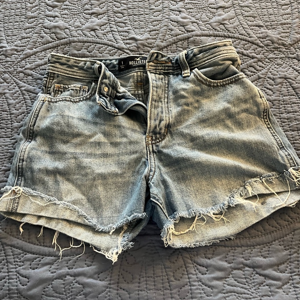 Hollister Women's Frayed Jean Shorts - Light Blue